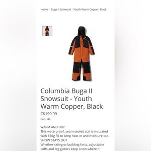 Columbia LIKE NEW 4T Buga one-piece snow suit